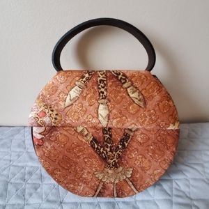 Pineda Covalin Silk & Leather Round  Unique Handbag